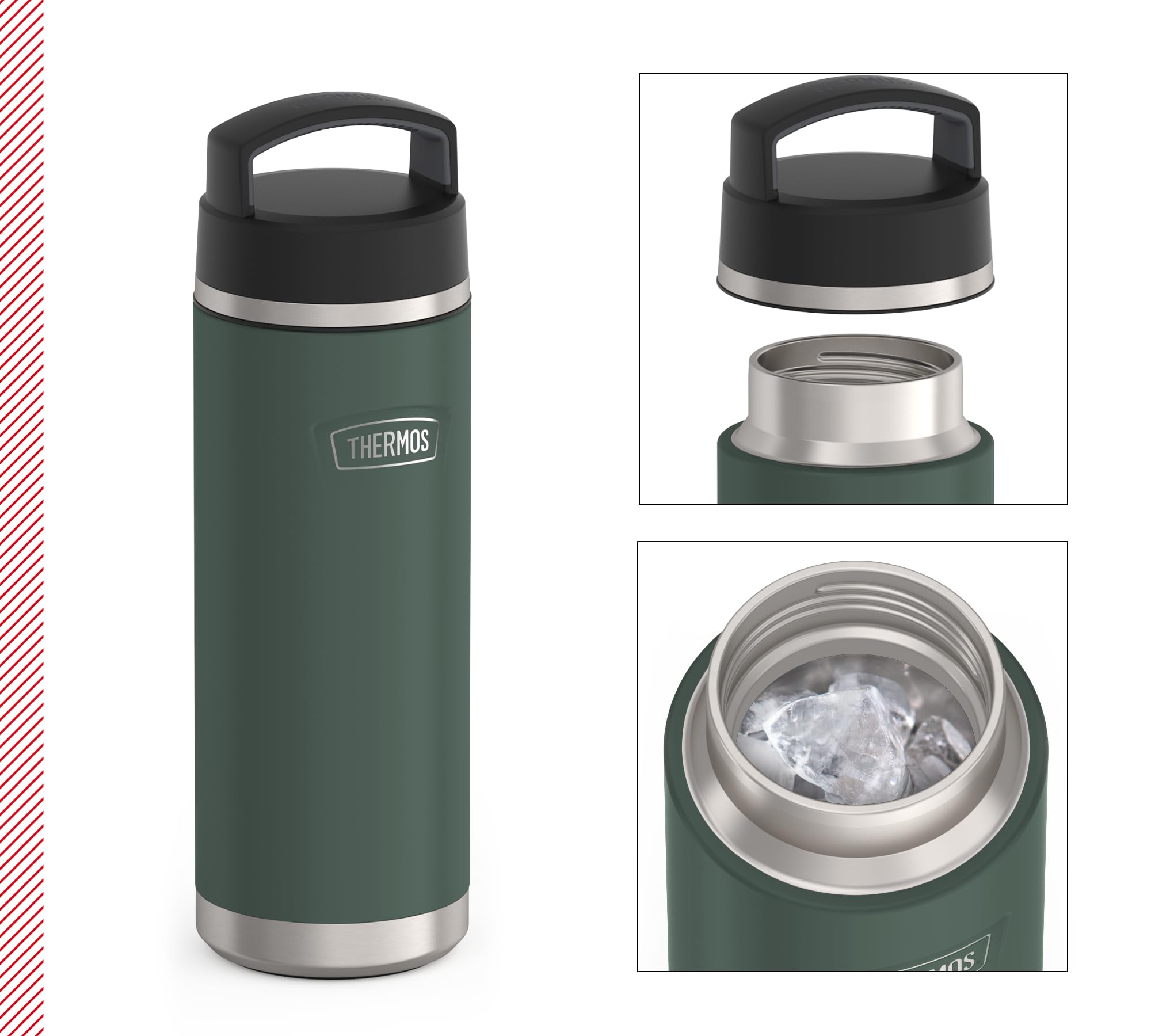 THERMOS Icon Beverage Bottle Bouteille isotherme, 0,71 l, en acier inoxydable, 710 ml, chaude 18 h / 24 h froide, passe au lave-vaisselle, entièrement étanche, sans BPA