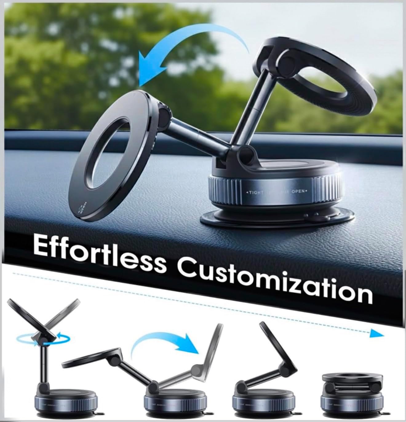 2026 Upgraded Pro Ultra-Suction Magnetic Phone Mount - Reinforced 360° Vacuum Holder for MagSafe, iPhone & Android (Ready for Car, Gym, Mirror, Home & More) image 2