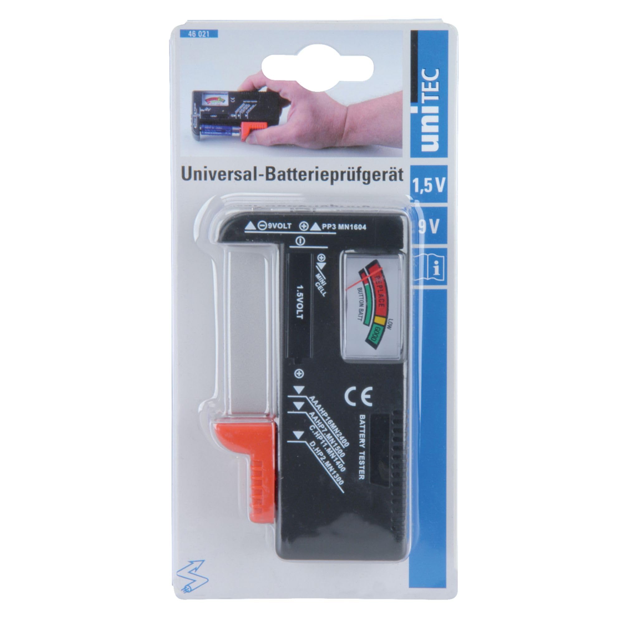 Unitec Tester universale per batterie 1,5 V/9 V