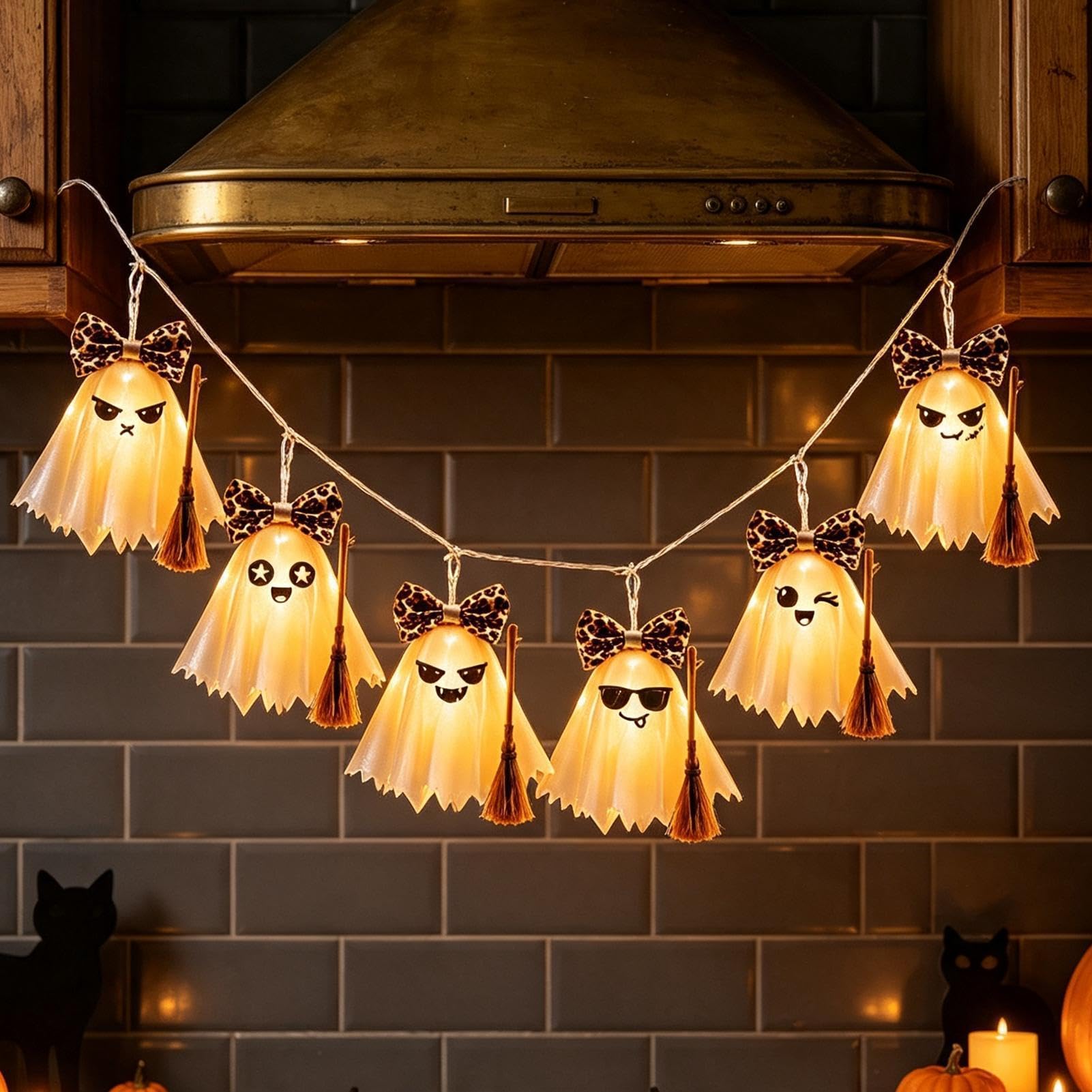 Halloween łańcuch świetlny LED 71,6 upiorny duch świetlny baner
