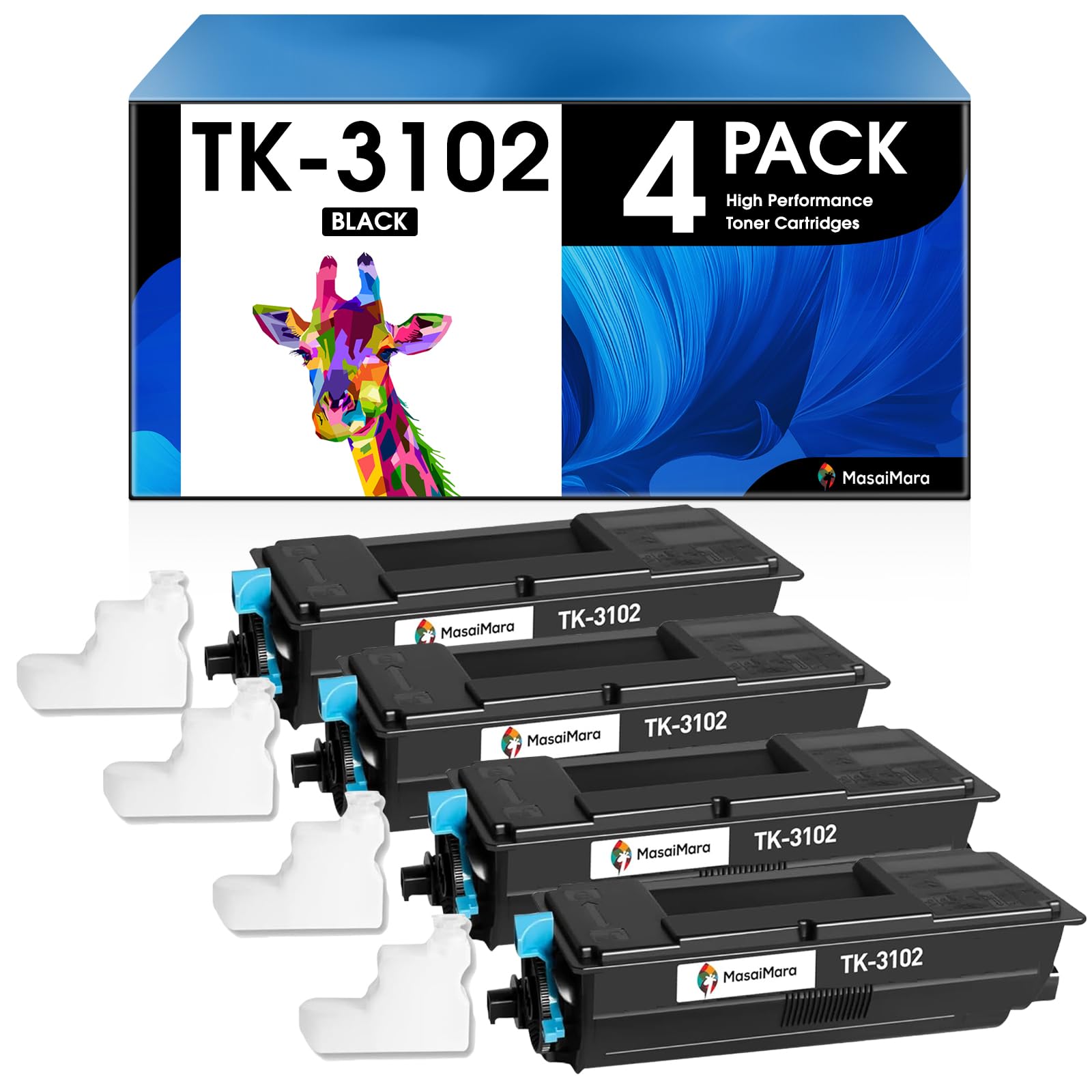 High Capacity TK-3102 TK 3102 TK3102 1T02MS0US0 12,500 Pages Compatible Toner Cartridges Replacement for Kyocera ECOSYS M3540idn M3040idn FS-2100DN FS-2100D Printer (Black, 4-Pack)