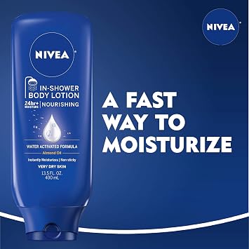 NIVEA Nourishing In Shower Lotion, 24-Hour Body Moisturizer, 13.5 FL OZ