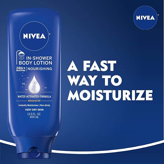 NIVEA Nourishing In Shower Lotion, 24-Hour Body Moisturizer, 13.5 FL OZ
