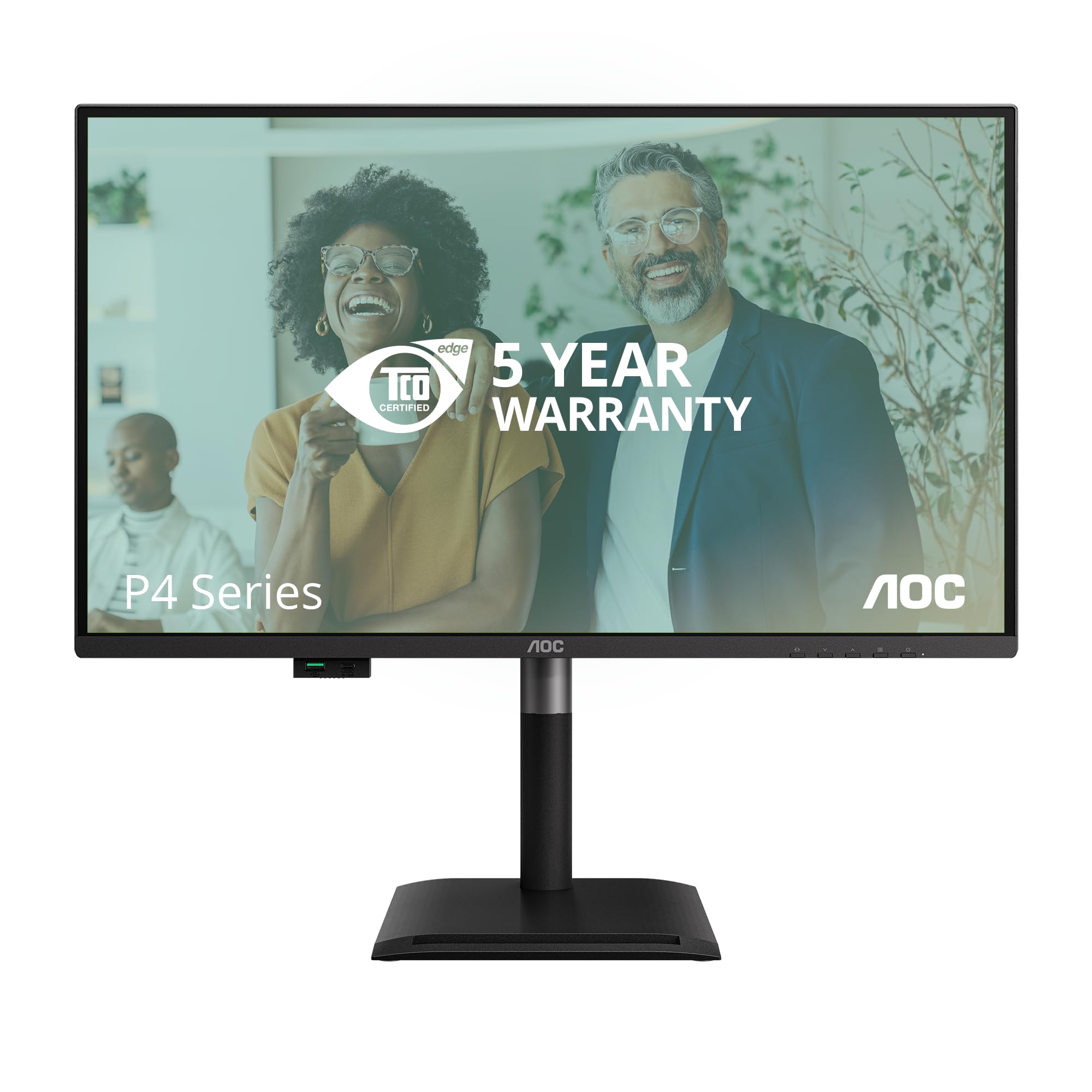 AOC Q27P4CV Monitor 27 Pulgadas 120Hz Panel IPS, 4ms GtG, HDR Mode, Adaptive Sync, Altavoces, Altura Ajustable, (2560x1440 HDMI 1x 2.1 TMDS DP 1x 1.4 USB Hub) Negro