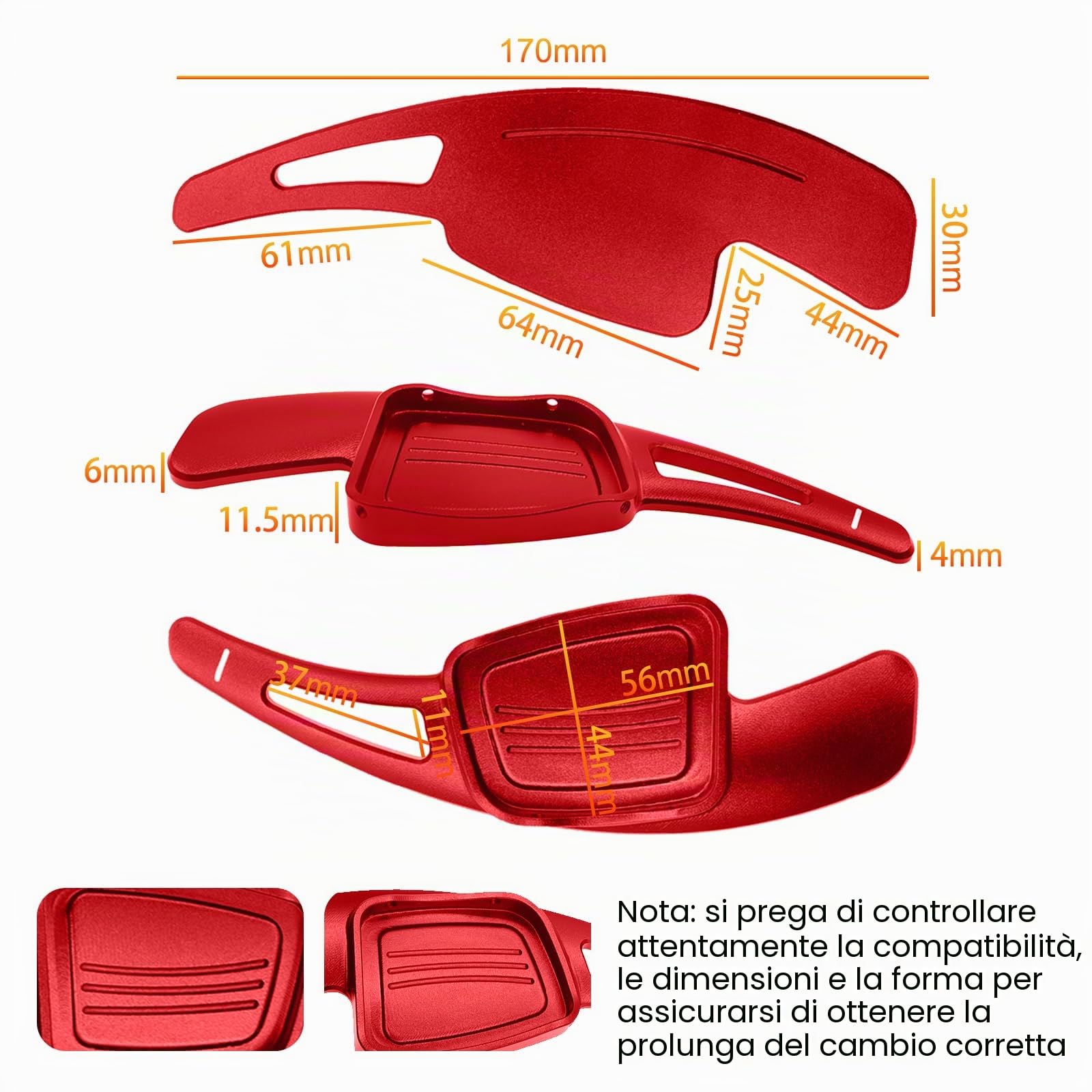 CT-CARID 2Pcs Palette Volante per Auto Shifter Paddle Lega di Alluminio estensioni cambio volante per A udi A4L, A5, Q7, TT, TTS, S4, Q2, S3, 2016-2017