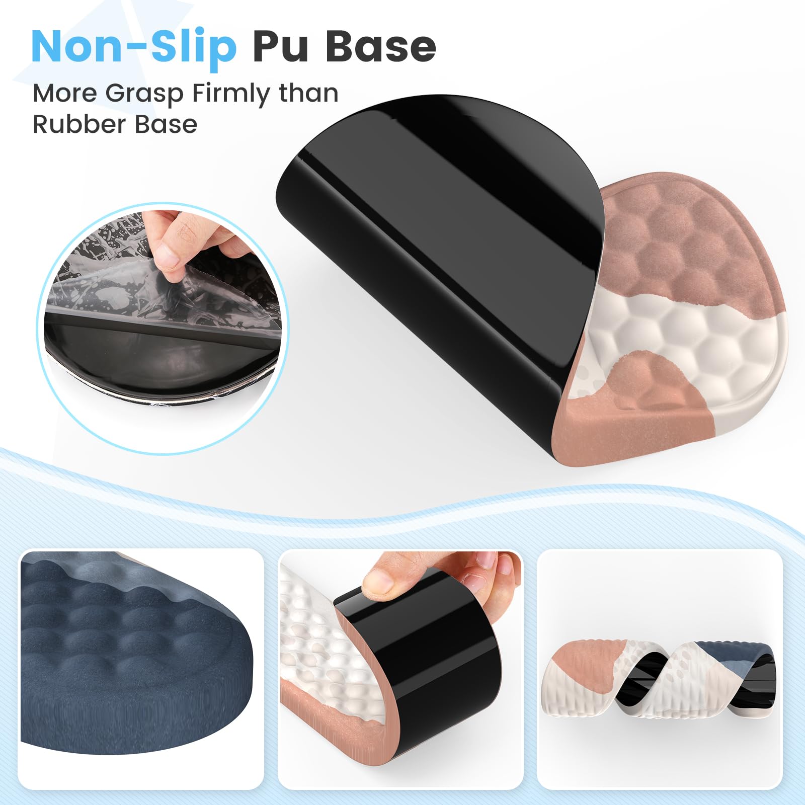 HAOCOO Ergonomisches Mauspad mit Handgelenkauflage und Tastatur-Handgelenkauflage-Set, 3-teilig, Computer-Karpaltunnel-Mauspads für den Schreibtisch mit Untersetzer, Memory-Schaum-Mauspad für
