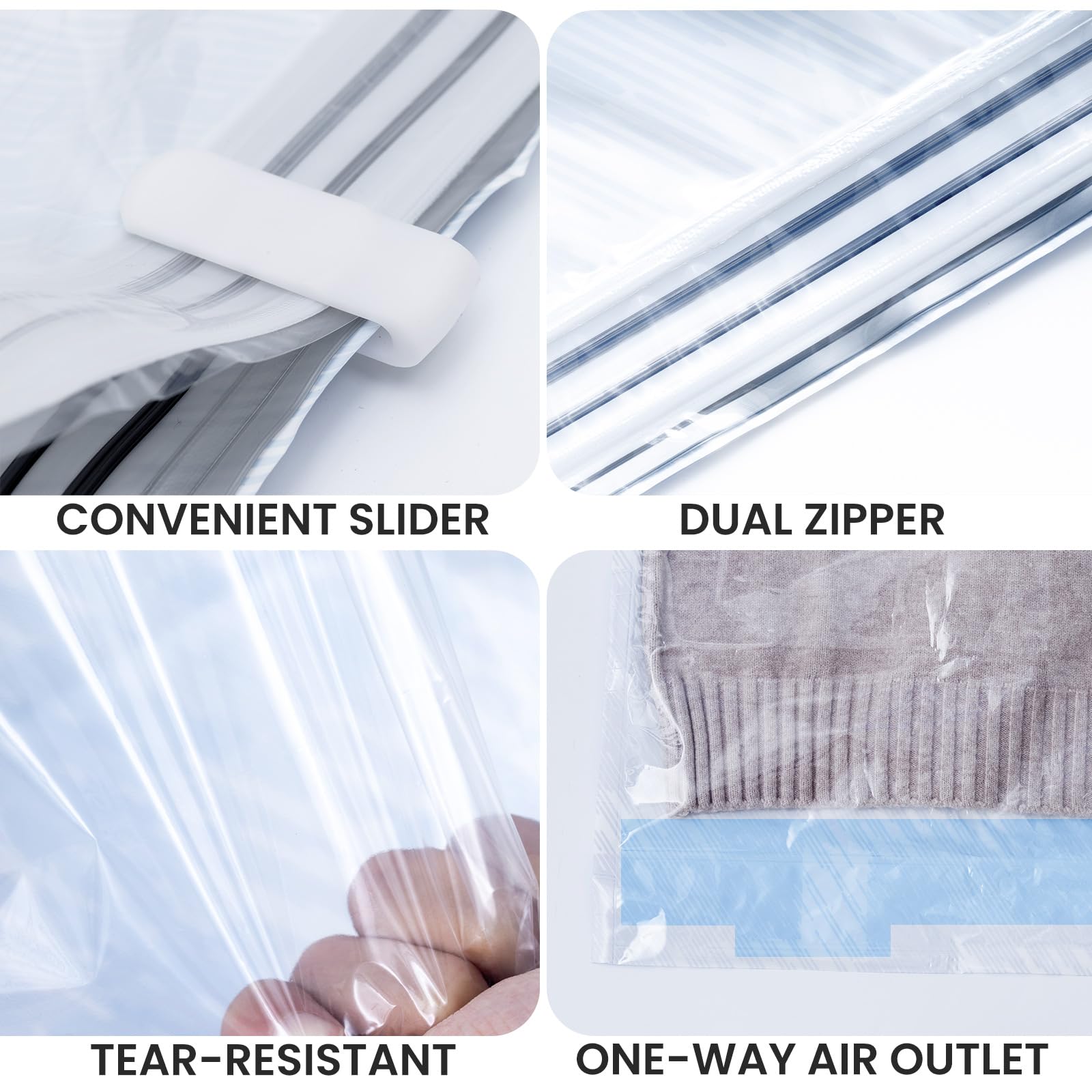 TAILI Small Vacuum Bags for Clothes Travel 10 Pack Vacuum Storage Bags 40 X 60 CM Reusable Saves 80% of Storage Space Saver for Clothes Bedding - Image 3