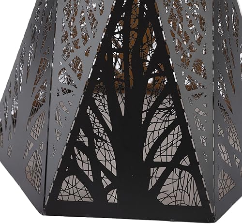 Miniatura 9 de Pantalla de lámpara E27 E26, lámpara de escritorio de hierro forjado, pantalla de metal para tallar árbol de bosque negro, pantalla de metal para
