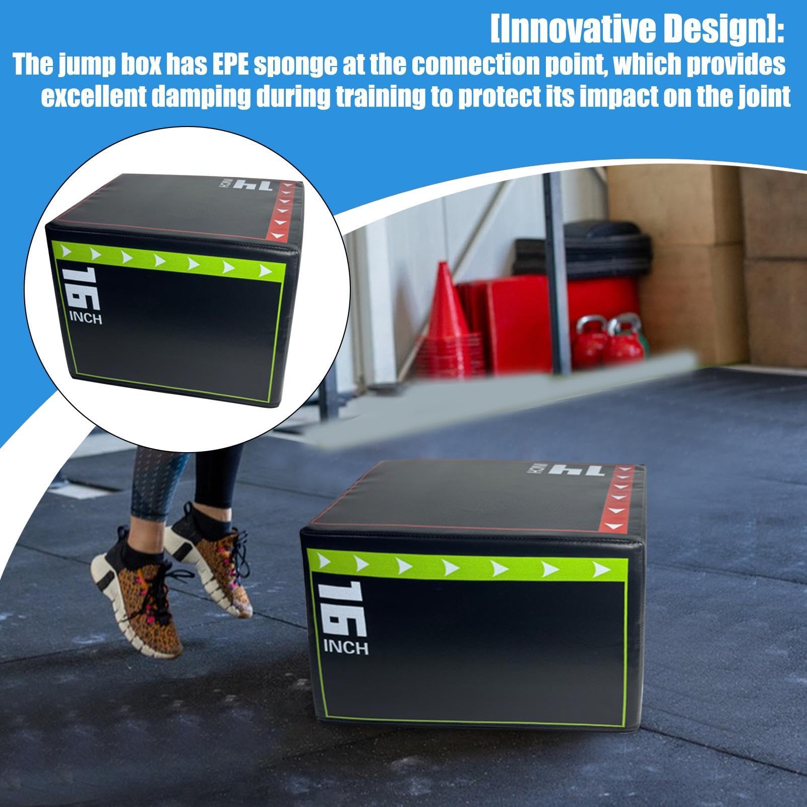 Jumping Box Training, nicht Slip Shockproof Plyometric Jump Box, tragbare, widerstandsfähige Fitness Equipment Strength, Cardio, Agility Workouts, Jump for Home, Gym, 40 x 30 x 35 cm