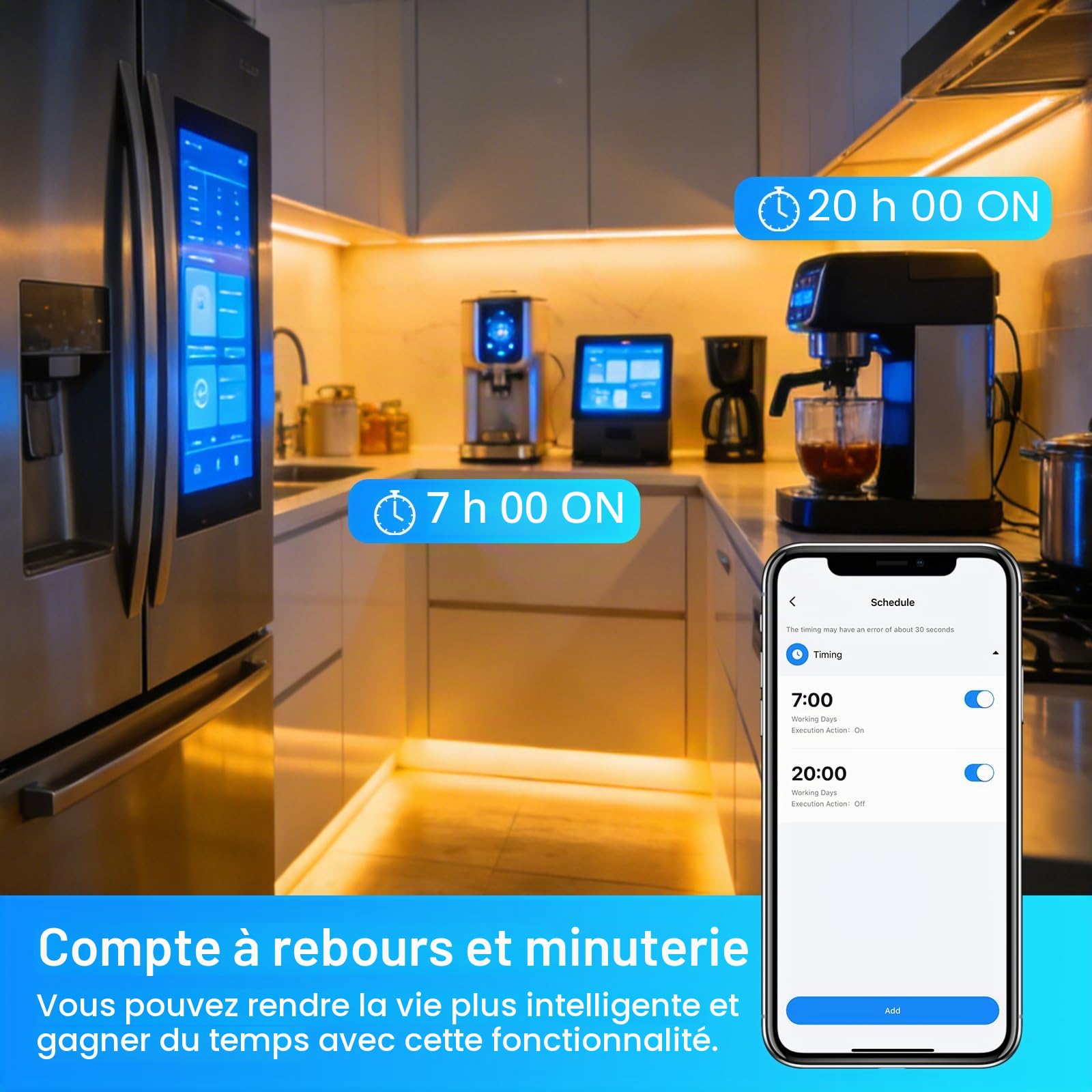 ANTELA Prise Connectée AI 16A 3680W, 4 Unités | Suivi de la Consommation d'Électricité, Suivi des Factures d'Électricité, Compatible Alexa et Google Home, 2,4GHz