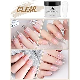 EBANKU 2 Colors Acrylic Nail Powder Set, White Clear Acrylic Powder Professional Nail Acrylic Powder for Nail Acrylic Extension, Nail Carving, Long-Lasting, No Nail Lamp Needed, 2.1 oz