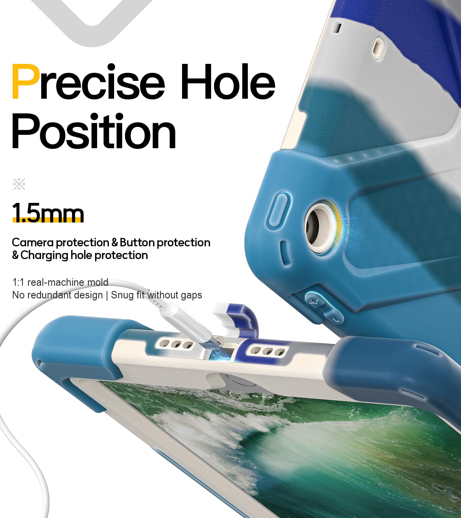 BRAECN - Custodia per iPad da 9,7", resistente e antiurto, con tracolla regolabile, supporto per Apple iPad 6th 5th 9,7", colore: Blu arcobaleno
