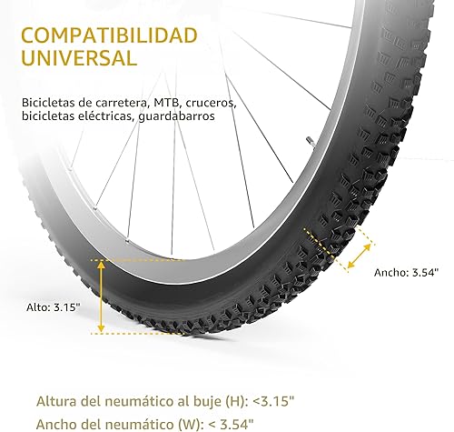 Miniatura 9 de monTEK Soporte giratorio de pared para bicicleta, perchas para bicicleta, soporte vertical para bicicletas que ahorra espacio, soporte de