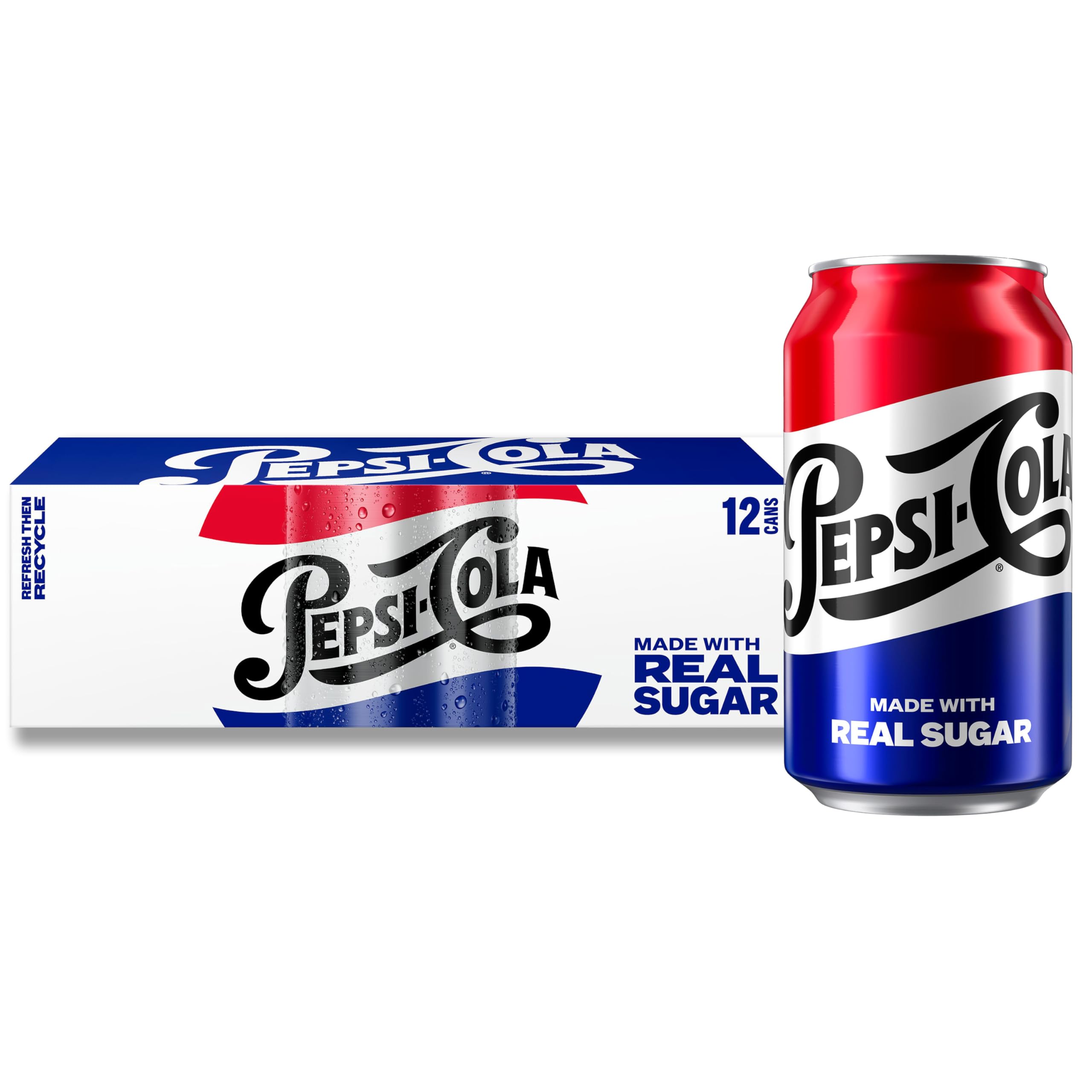 Real Sugar Soda, 12 Fl oz Cans, (12 Pack), Cola, Soda Pop (Packaging May Vary)