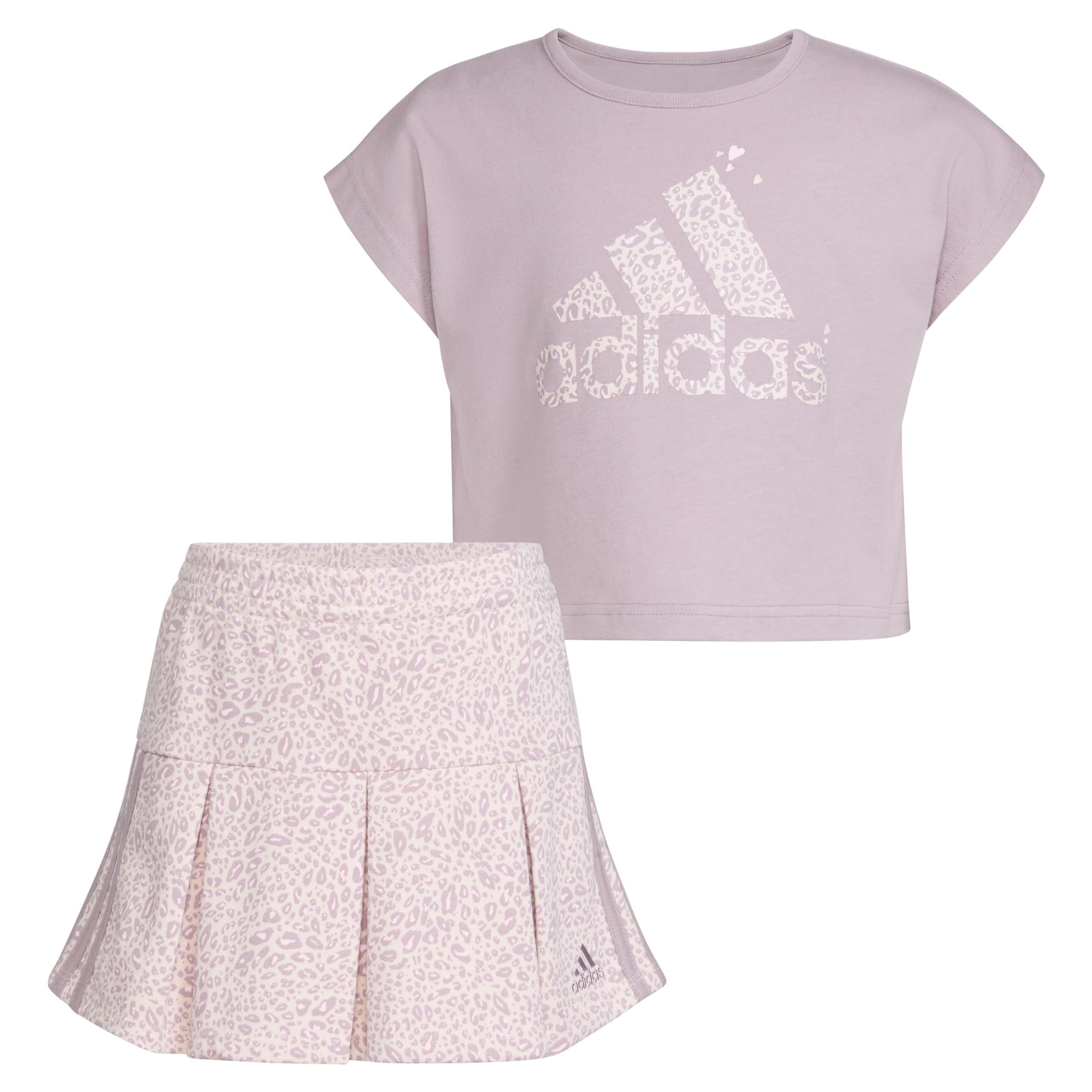 adidas girls 2-Piece Short Sleeve Box Tee &amp; Pleated Skort Set