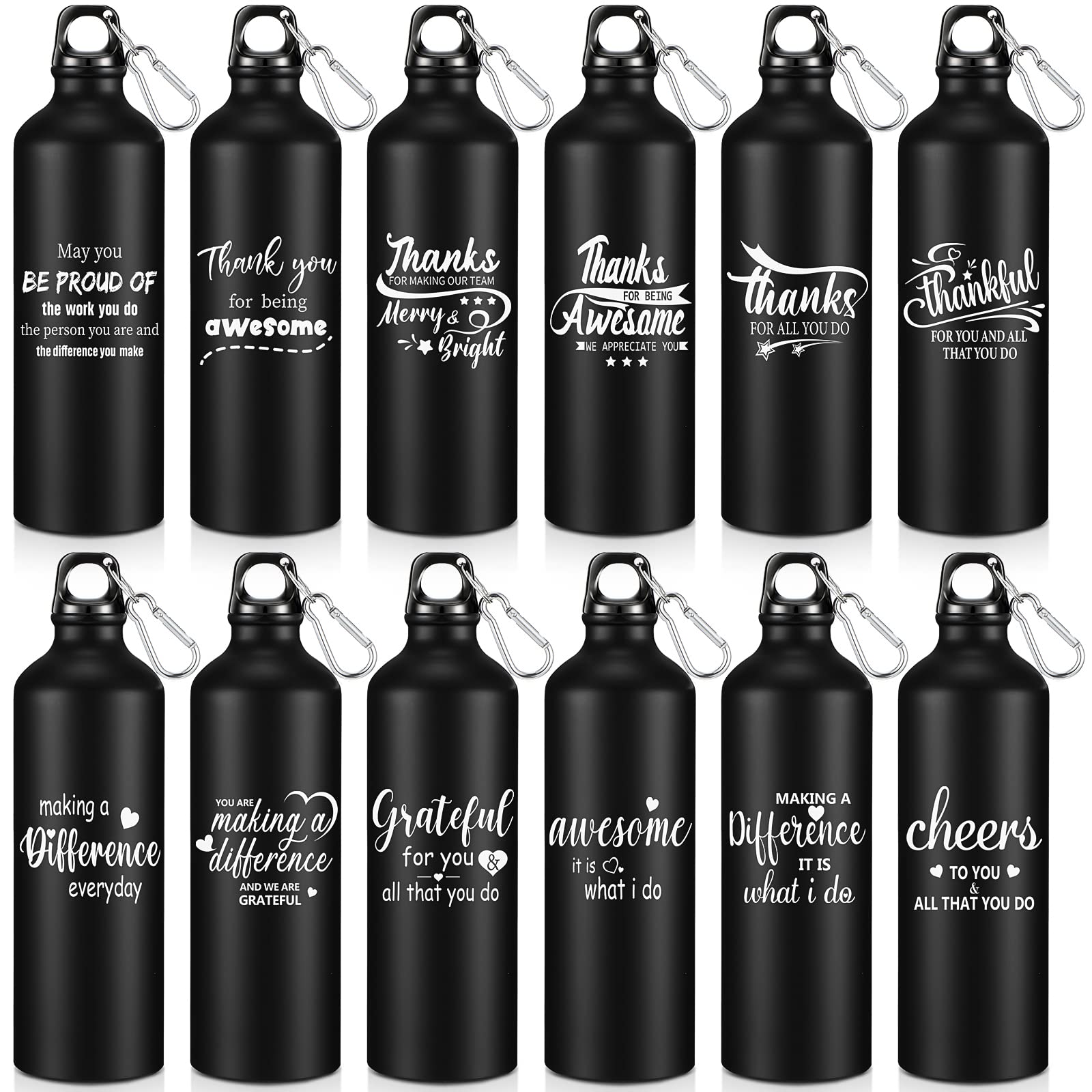 Gejoy 12 Pcs Employee Appreciation Gifts Bulk for Coworker Staff 24 oz Aluminum Water Bottle Thank You Team Thanksgiving Christmas Gifts Bike Sports
