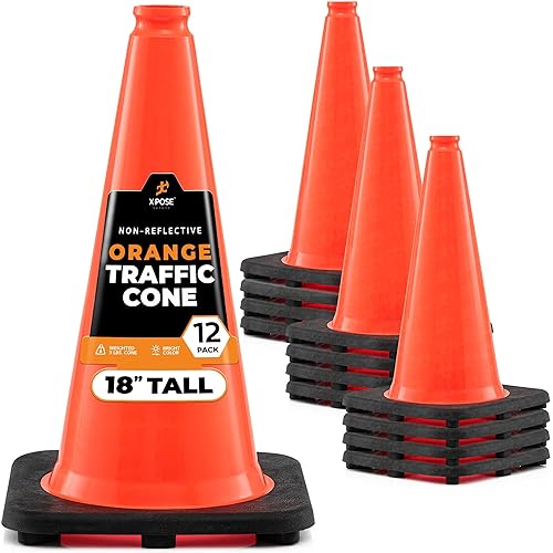 Miniatura 19 de Xpose Safety Cono de tráfico verde lima de 28 pulgadas, paquete de 4, cono de seguridad de PVC de alta calidad para estacionamiento, precaución