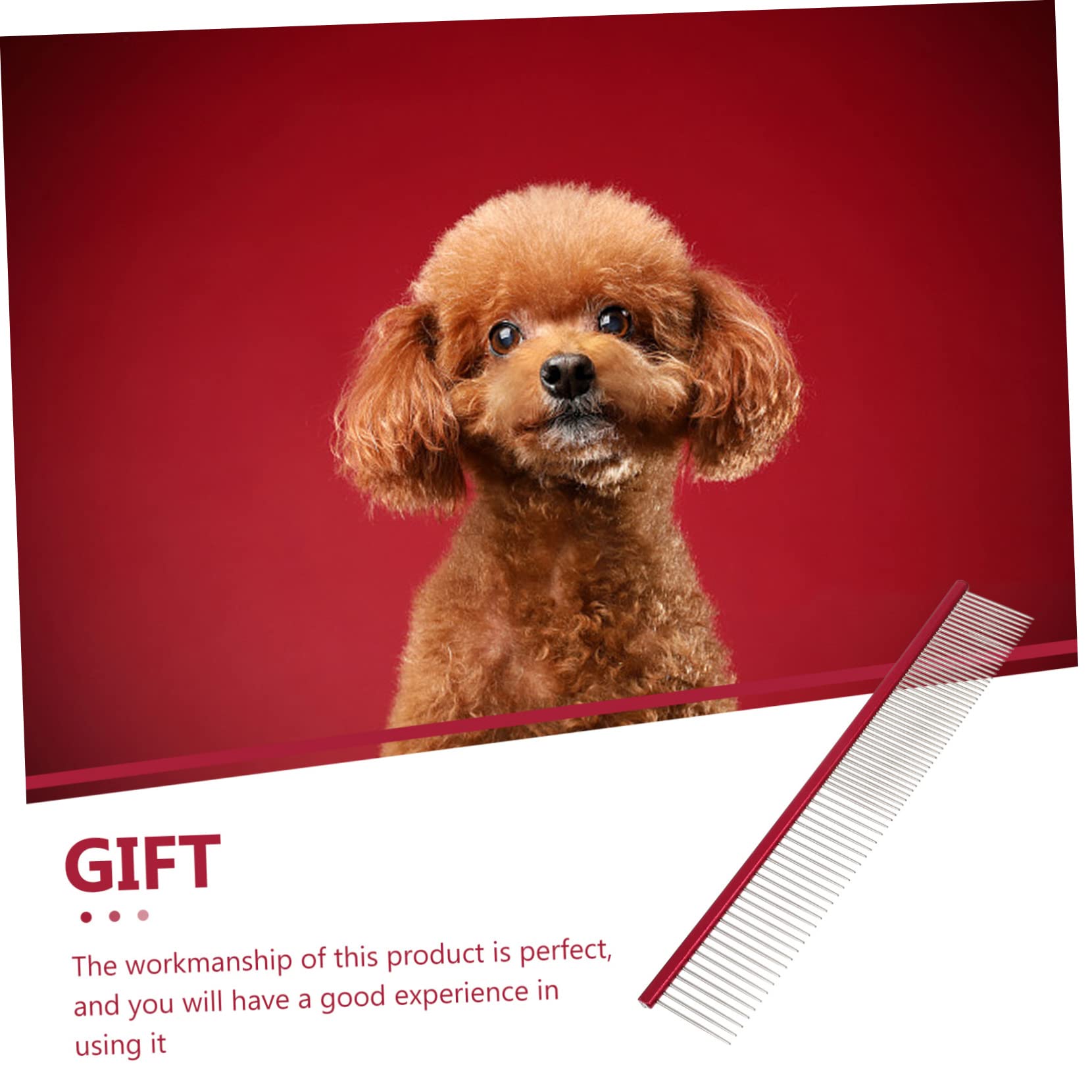 Mikikit Pet Comb Comb Pet Deshedding Brush Grooming Tool for Dogs Gentle Dog Brush Stainless Steel Red