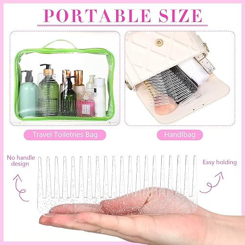 Miniatura 59 de Patelai Peine de dientes anchos, peine desenredante grande para cabello rizado, húmedo y seco, sin mango, accesorios desenredantes (ámbar)