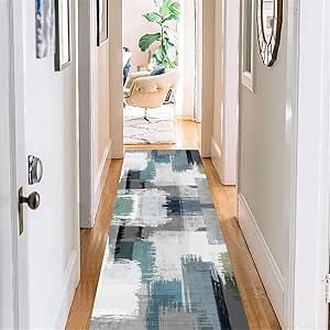 KwuSeug Lange hal tapijtlopers, antislip entreetapijt, wasbare keukentapijtvloermat, super absorberend, welkomstmat tapijt voor badkamer, entree, slaapkamer, trapdeur, ingangen, gang 70 x 350 cm