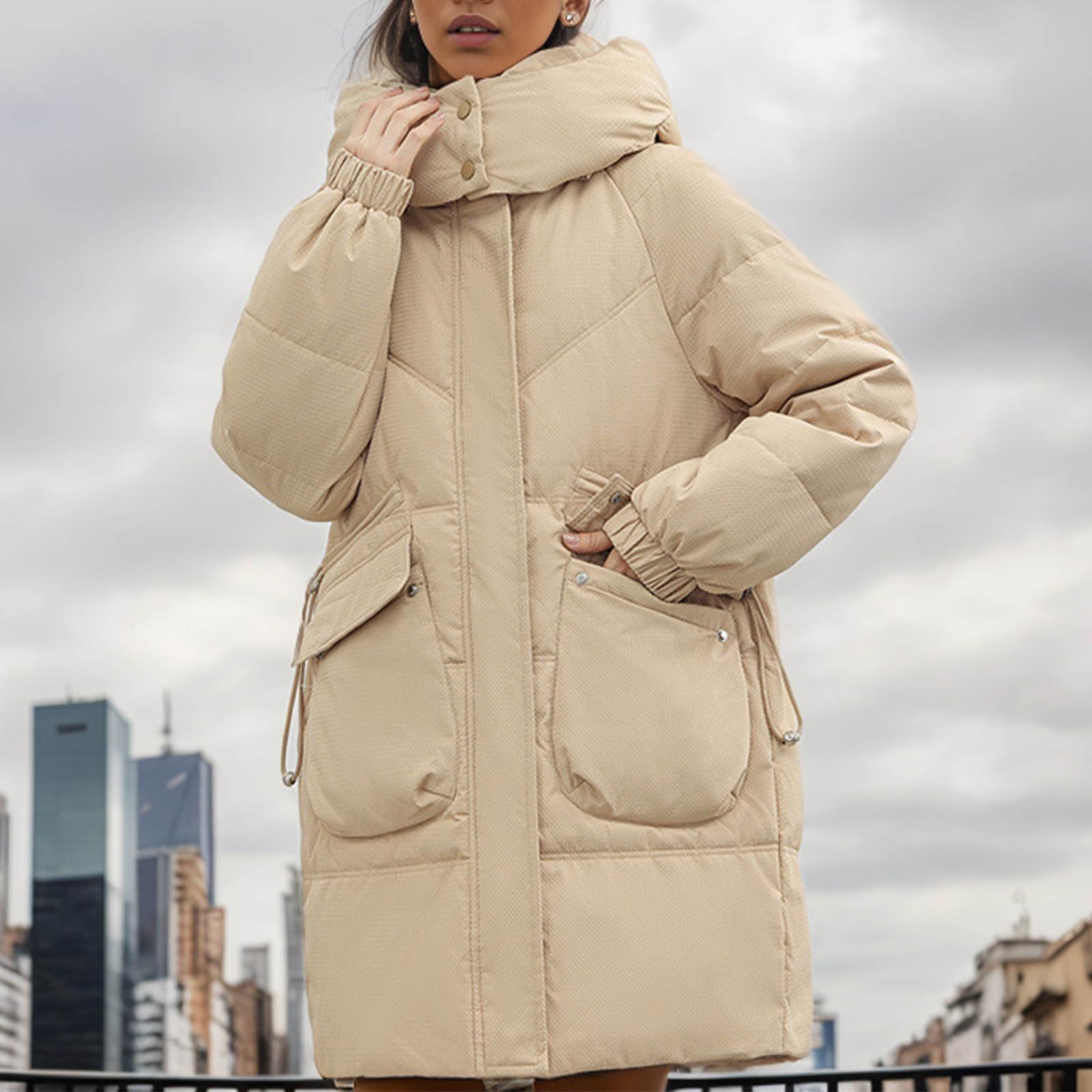 Generico Giacca Piumino Leggera Ecologica 100 grammi Donna Piumino Lungo con Cappuccio Ripiegabile Piumini Elegante Giacca Ripiegabile Donna Giacconi Invernale Cappotto Piumini Ultraleggero Giacconi