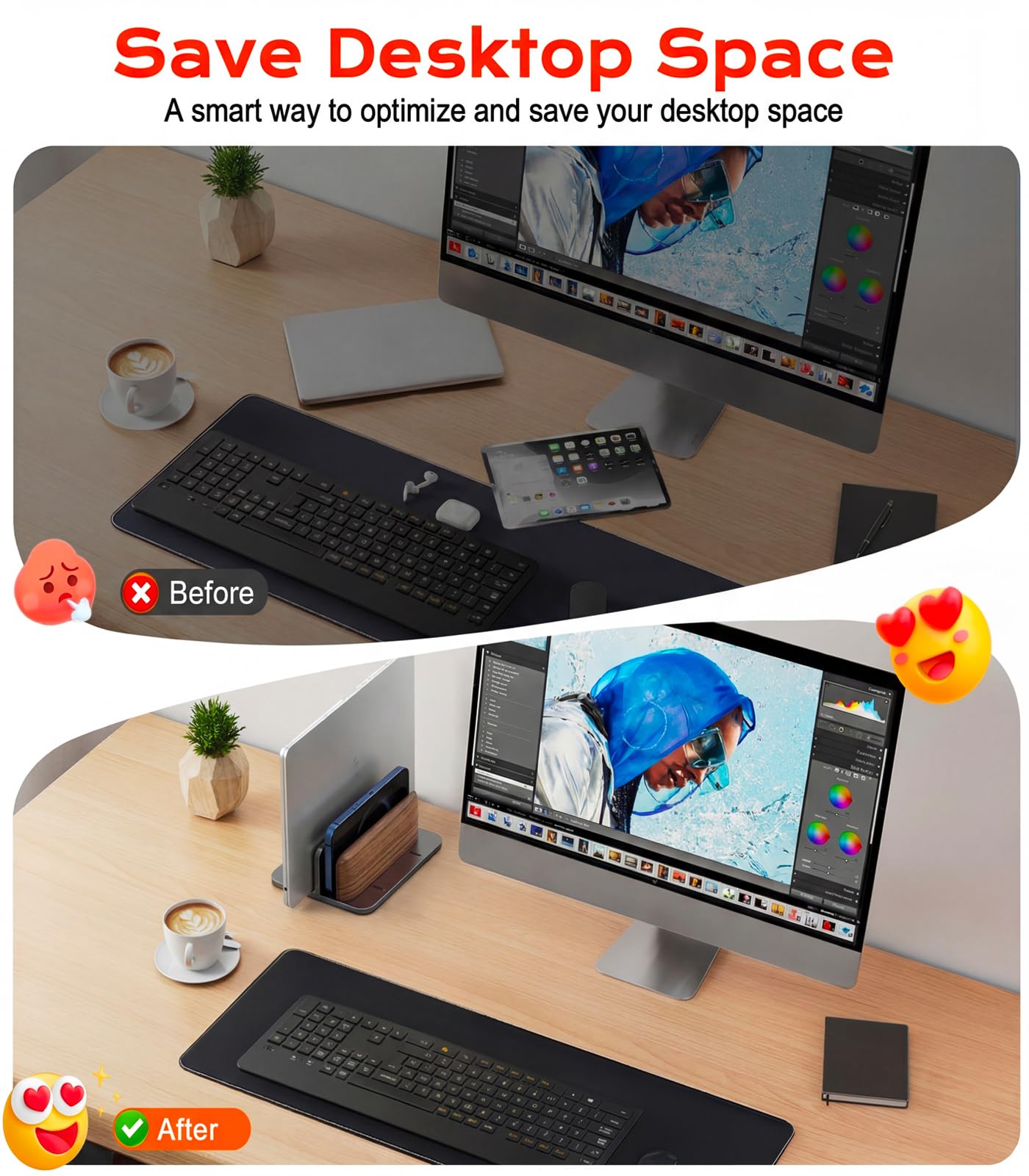 JCZT Soporte vertical para laptop, soporte doble para laptop con base de aleación de aluminio ajustable, compatible con todos los MacBok/Surface/Samsung/HP/Dell/Chrome Book (negro)