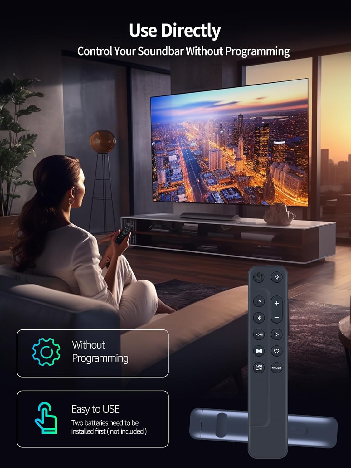 RETROSUN Replacement Remote Control Compatible with JBL Sound Bar BAR500 BAR300 BAR 500 BAR 300 - Black