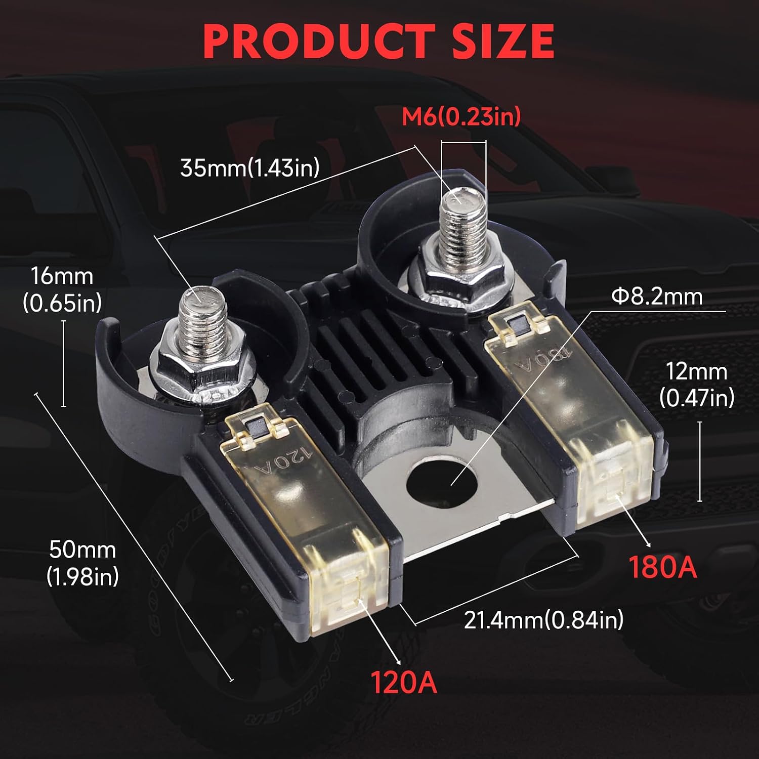 956-356 Battery Circuit Fuse Compatible with Dodge Ram 1500 2500 3500 2013-2019, Ram 4500 5500 2016-2021, Replace 68164797AA 68250245AA,120 AMP/180 AMP Fuse, Includes Automotive Grade Nuts