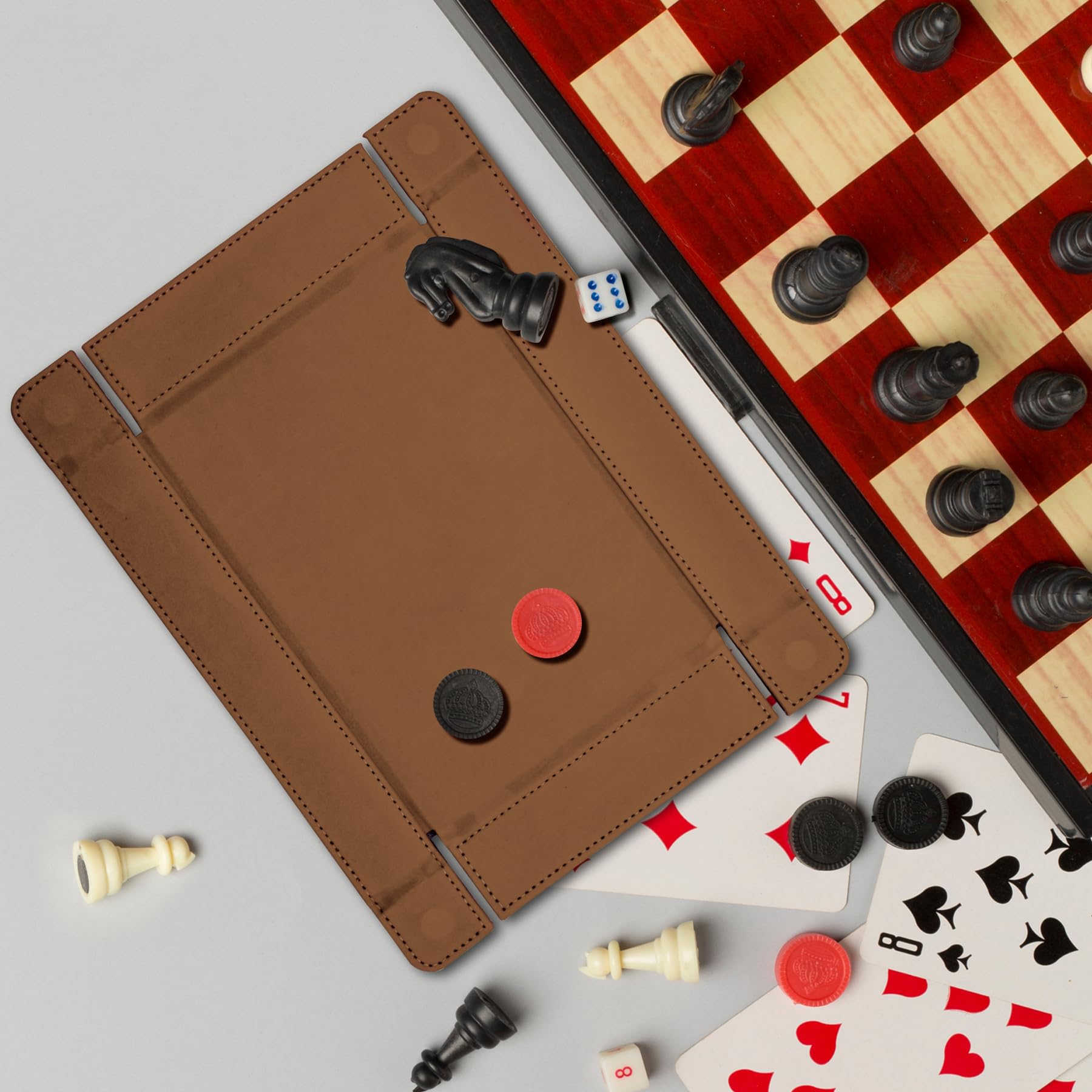 SIQUK Tablero de Dados Magnético Bandeja de Dados Rectangular Tablero de Dados Plegable Dice Tray para DND RPG, Camello