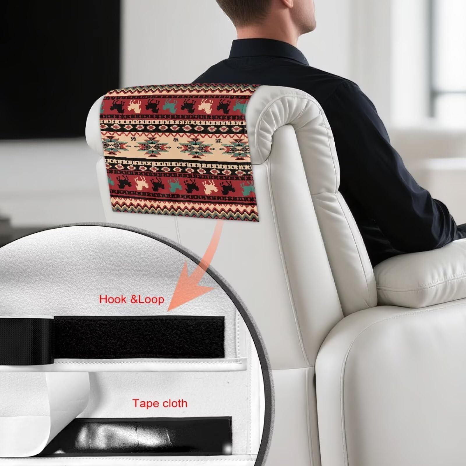 Housse de protection pour appuie-tête de chaise inclinable en cuir synthétique motif cheval aztèque tribal aztèque pour décoration de maison, salon, canapé, fauteuil inclinable
