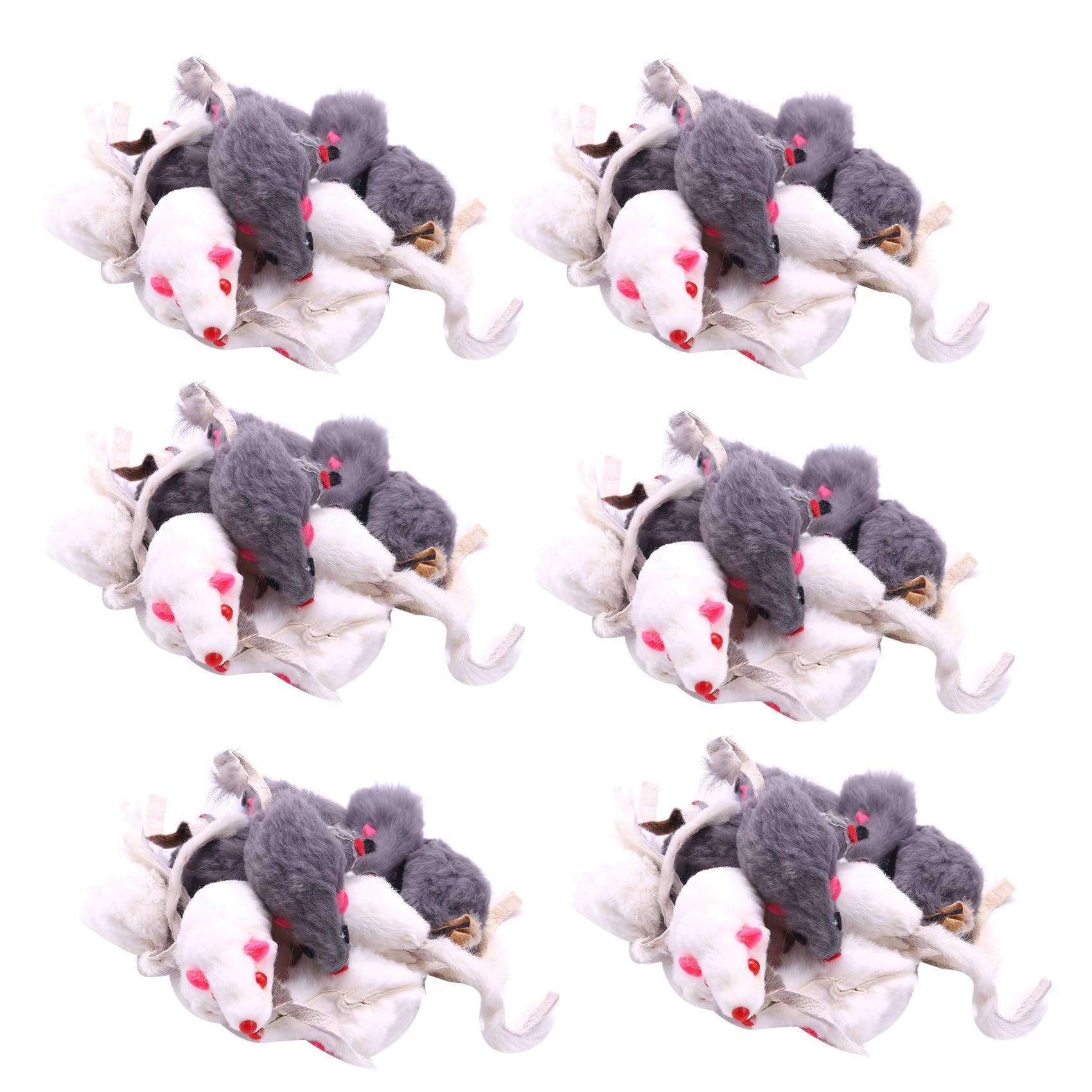 Souris de fourrure de lapin naturelle jouet de chat pack de 72