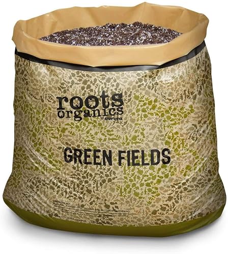 Roots Organics Greenfields, medios de cultivo orgánicos con micorrizas beneficiosas, planta en bolsa de 1.5 pies cúbicos