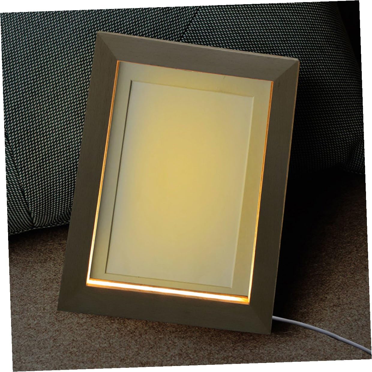 LIFKOME Marco de Fotos LED de Mesa 2 Piezas Luz Nocturna Cálida USB Marco de Madera Maciza 170x130 Mm Iluminado por LED para Decoración del Hogar