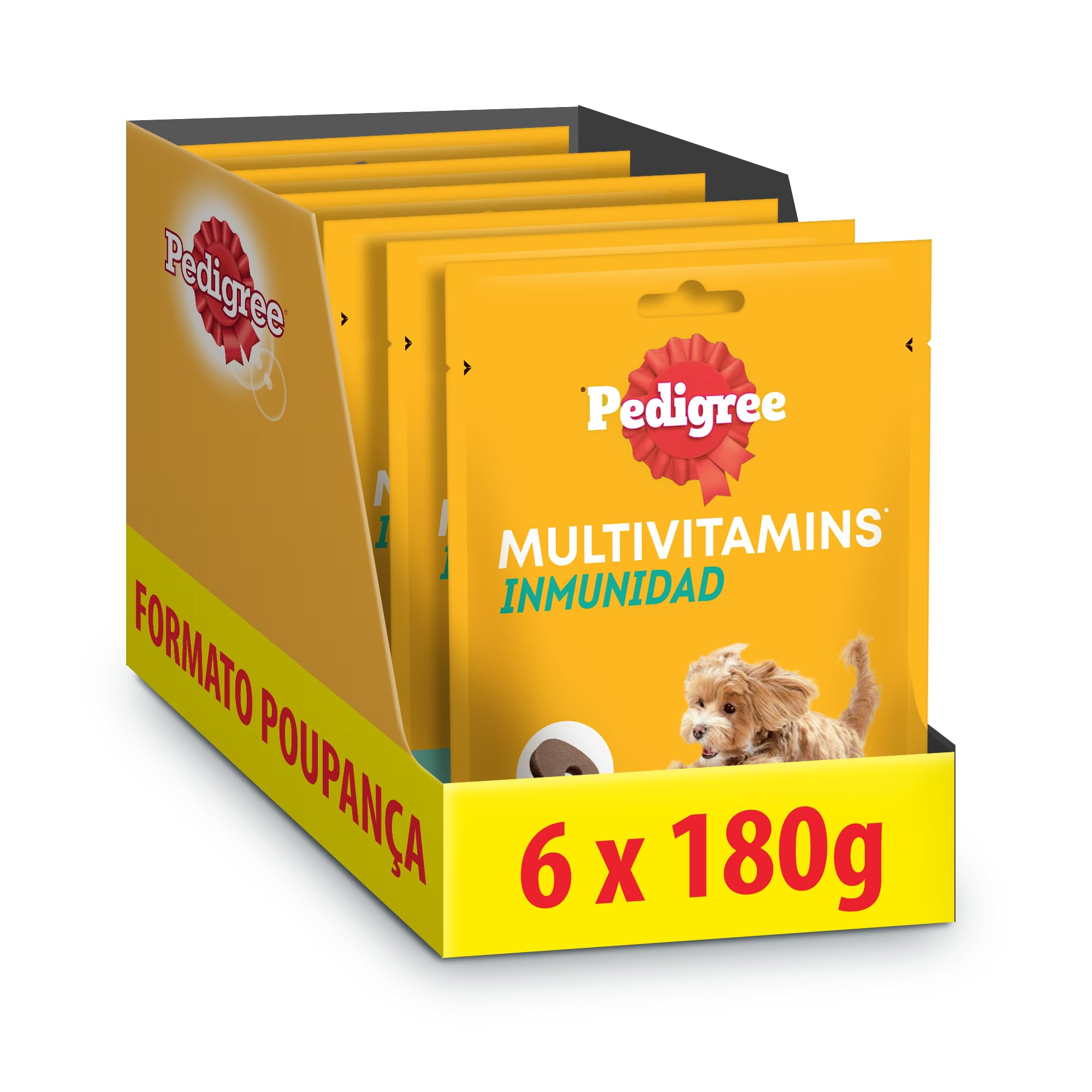 Pedigree Multivitamins Snacks Suaves Masticables para Immunidad, 6 Packs de 30 uds