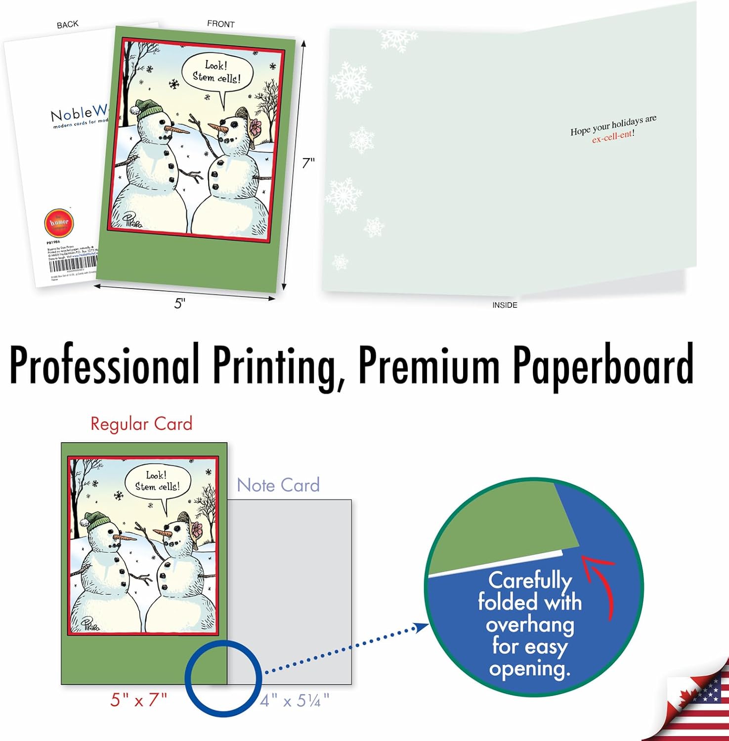 NobleWorks Pack of 12 Christmas Greeting Cards w/Envelopes, Humor Holiday for Men, Women 1x12 Designs - Stem Cells B1986