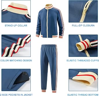 dioxoib Men's Tracksuit, Jogging Suit, Sports Suit, Tracksuit, Jogging Sportswear, Leisure Suit, Leisure Suit, Streetwear