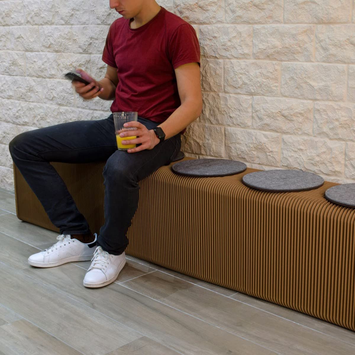 Banc Pliable- Banc Extensible - Jusqu'à 6 Personnes (Marron Kraft)