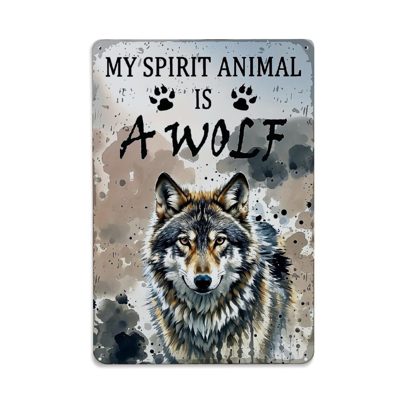 Nestemfo Vintage My Spirit Animal Is Wolf Tin Sign Metal Sign, Living Room,Bar, Home, Bedroom Wall Decor,Retro Metal Poster 8X12 Inches