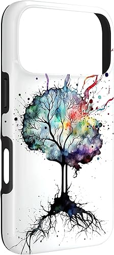 Vista 81 de iPhone 13 Pro Max Watercolor Brain Art, funda de neuronas