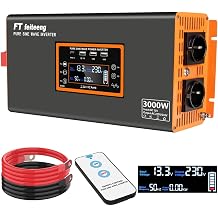 3000 W/6000 W inverter 12 V to 230 V pure sine EU sockets 30 W USB-C LCD remote control voltage converter for caravan truck solar