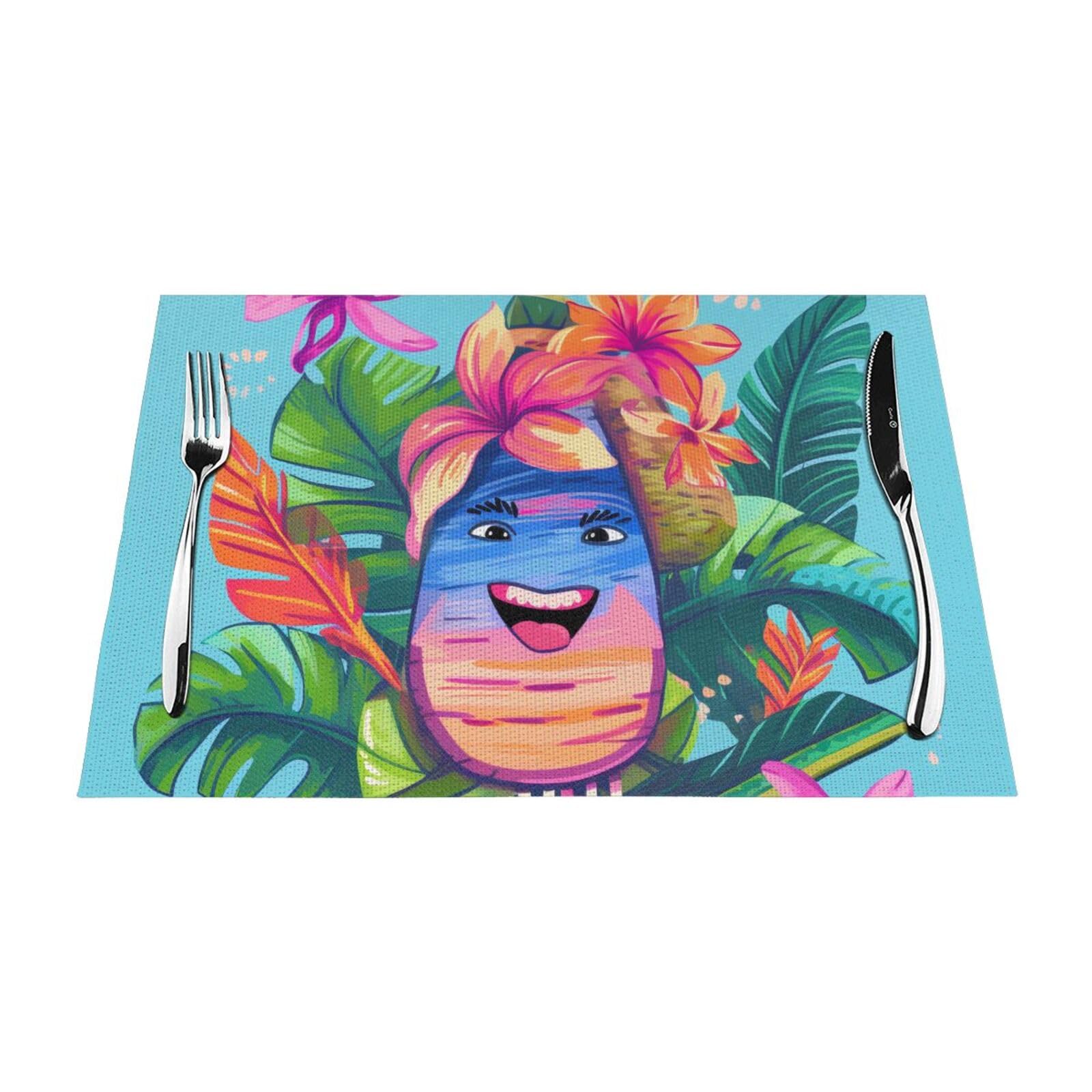 Hello Hawaii Printed PVC Placemat 4 PCS for Kitchen Dining Table Heat-resistand Washable Table Mats 18x12 in