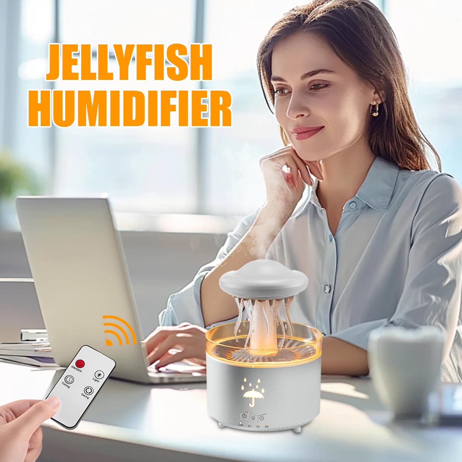Diffuseur Humidificateur avec LED 7 Couleurs et Forme Méduse 300 ML pour