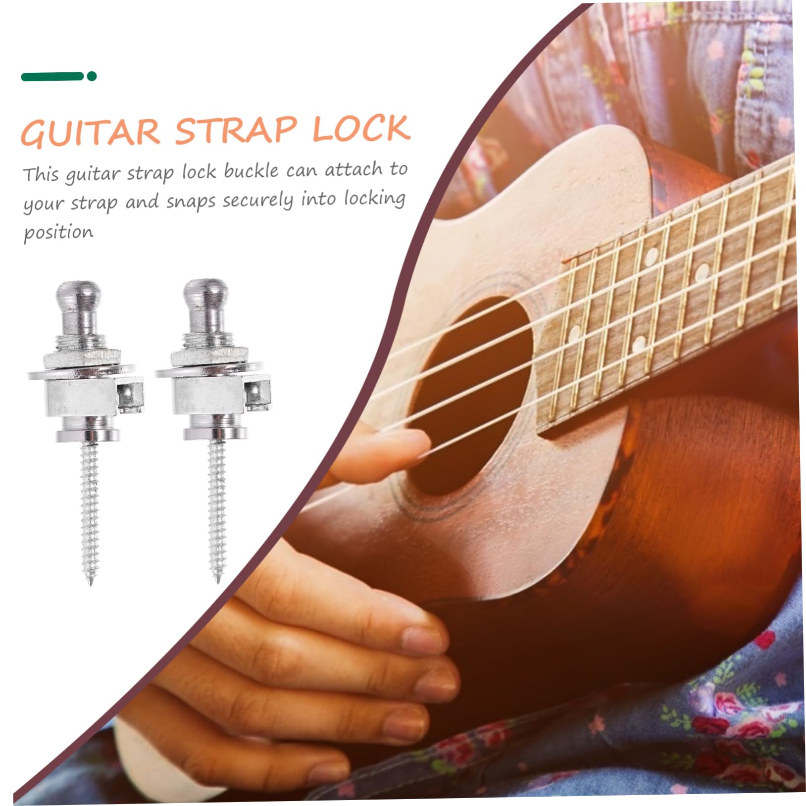 BESTonZON 10 Pack Guitar Belt Buckle Guitar Strap Lock Bass Lock Screw Design Silver for Wooden/electric Guitar