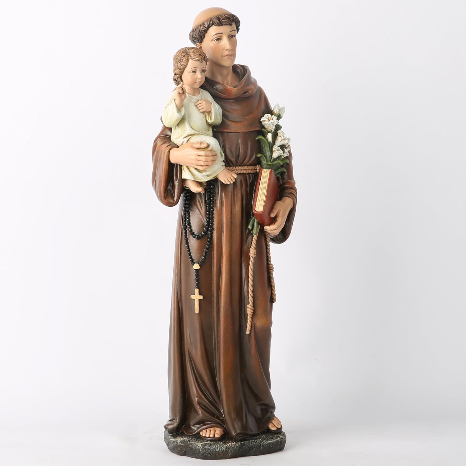 BC Catholic St. Anthony of Padua Statue, Blessed Figure, Religious Inspirational Home Decor, 14.75" H, Renaissance Sculpture Handmade by Buildclassic - Image 3
