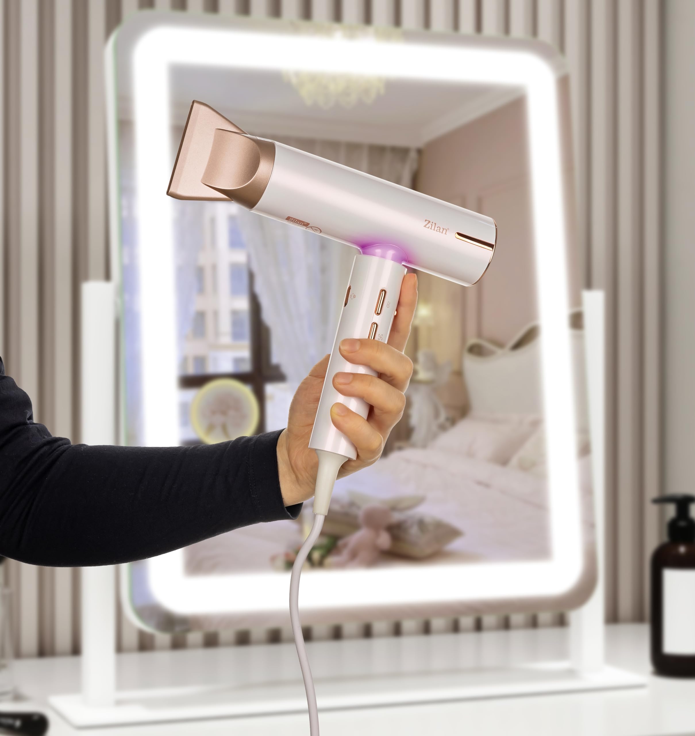 Profi Haartrockner BLDC Motor 110.000 U/min für Schnelles Trocknen Ionen Haarföhn Styling Föhn Haar Trockner Fön für Privat & Friseur IQ-Technologie Memory-System Auto Cleaning LED-Anzeige Cool Shot