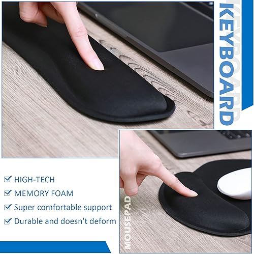 Miniatura 6 de Yunsailing Juego de 8 alfombrillas ergonómicas para mouse y teclado con soporte para muñeca, reposa gel suave y suave espuma viscoelástica para