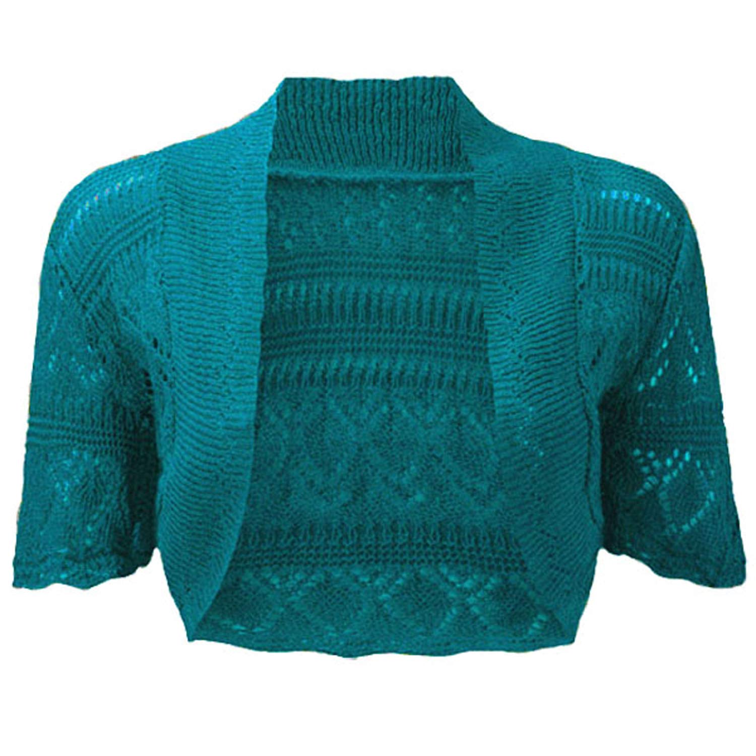 Rageit Women's Teal Blue Bolero Shrug Crochet Knitted Cardigan Teal
