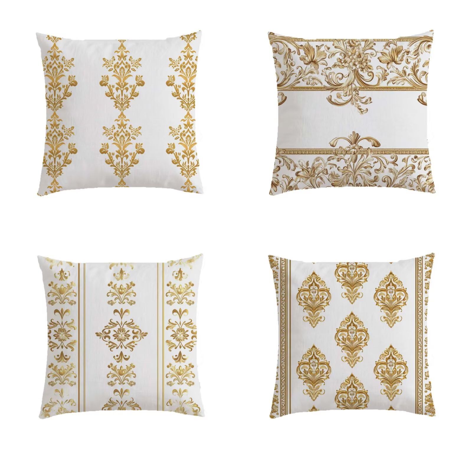 Housse de coussin extérieur 80x80cm imperméable bohème en lin pour salon de jardin, lot de 4