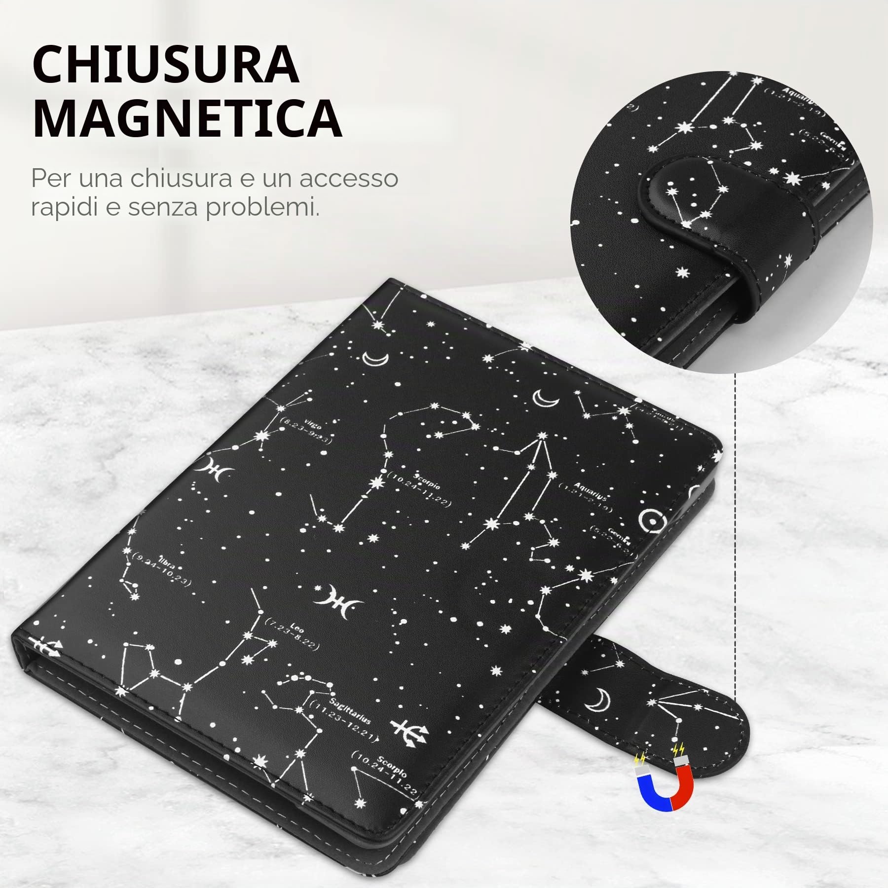 Custodia Universale 6-6.8'' Kobo PocketBook Tolino Sony E-Book Reader Kindle Paperwhite 2022 Kobo Clara HD Stand Cover costellazione