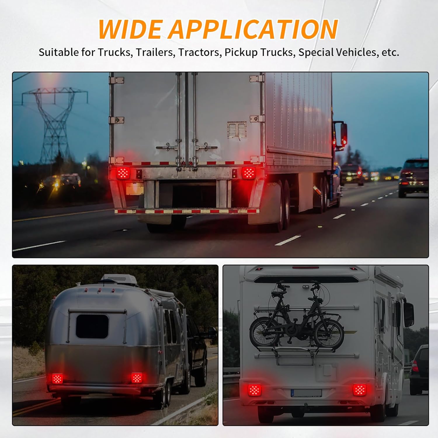 12V Submersible Square Led Wireless Trailer Light, Stop/Tail/Turn Light for 12V Utility Boat Camper RV Trucks Marine Snowmobile